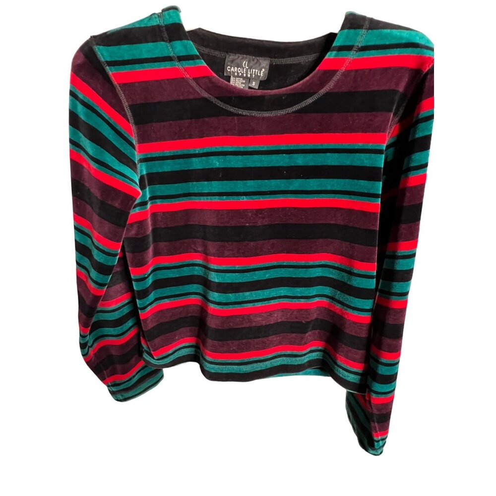 Carol Little Sports Size S Small Striped Cropped Sweater Y2K Comfortable